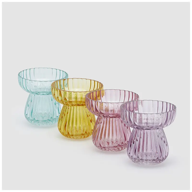 EDG Vaso a righe biforma in vetro D11xH11 cm 4 varianti (1pz)