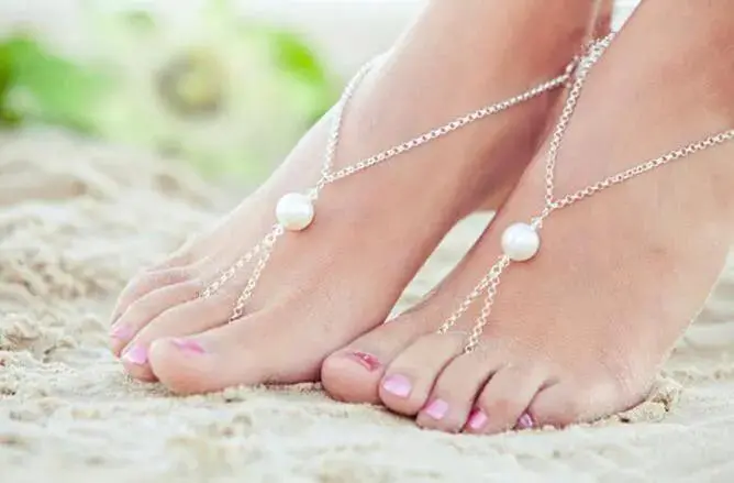 Elegant Big Simulated-pearl Foot Jewelry Anklet Bracelet Simple Design Chain De Cheville Beach Anklet Accessories