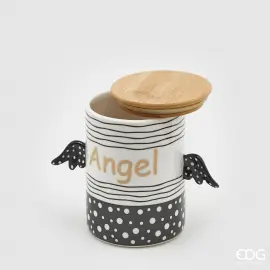 Enzo De Gasperi, contenitore Angel in ceramica con tappo di legno, zuccheriera h16 x d12