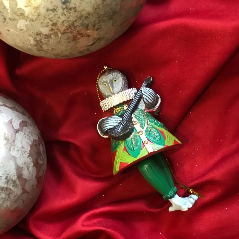 Enzo De Gasperi, Decorazione natalizie da appendere snodata a forma di gufo, h12 cm