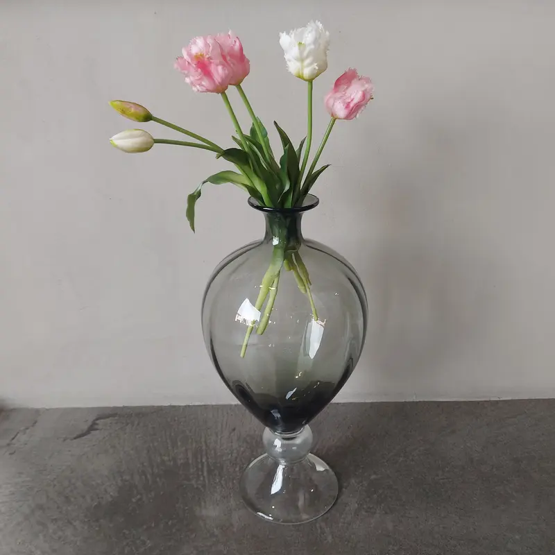 Enzo De Gasperi, vaso anfora L, vetro verde, h 48 x d24 cm