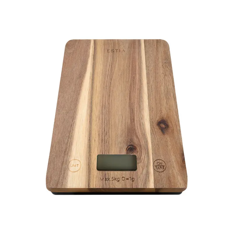 Estia Home Bilancia da cucina in legno di Acacia "Allure" max 5KG 22x15x1.8 cm