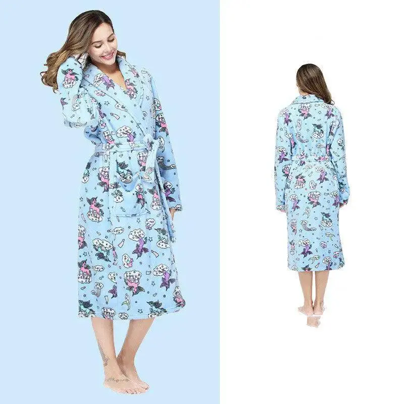 Extra Long Fashionable Sexy Home Flannel Nightgown