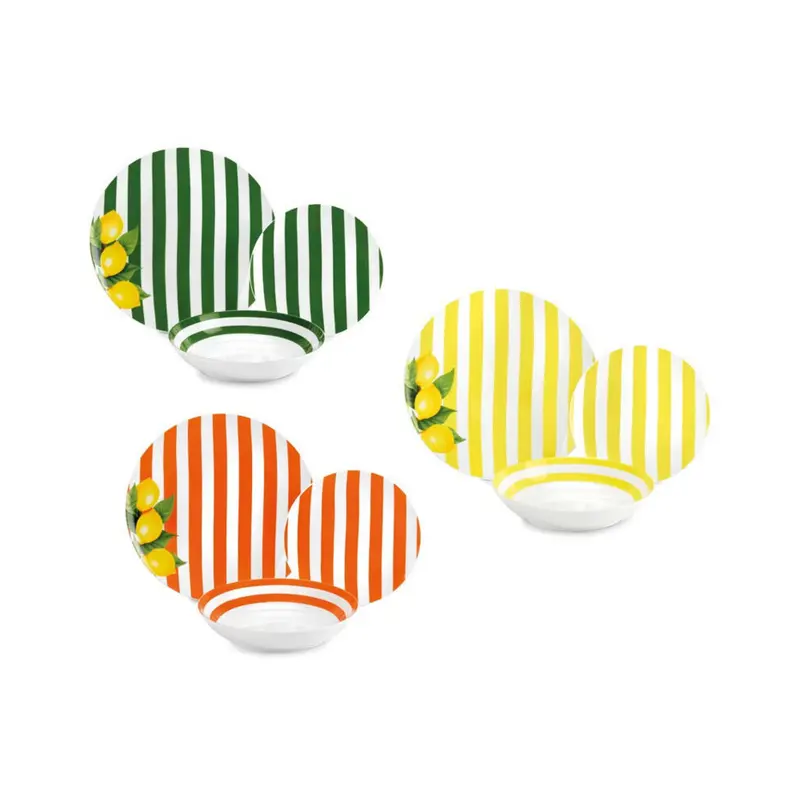 Fade Set 18 piatti servizio per 6 persone in porcellana colori assortiti "Lemon"