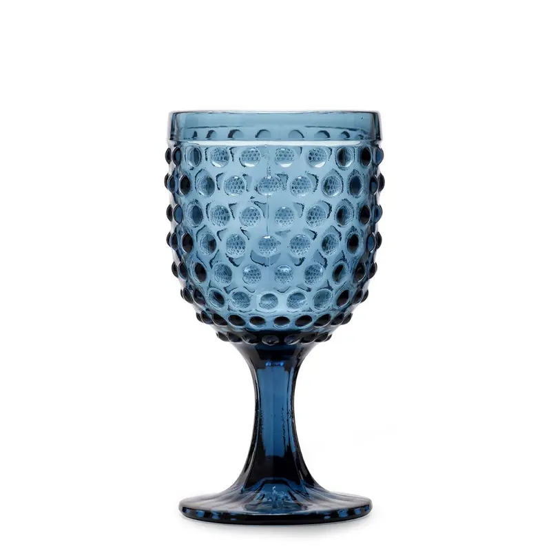 Fade Set 6 Calici da vino in vetro blu con bolle "Ibiza" 300 ml