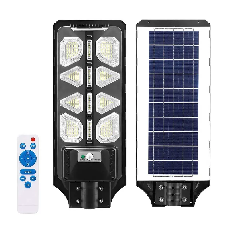 Faro Lampione Stradale LED 120W Ricarica Solare Telecomando Crepuscolare Dimmerabile