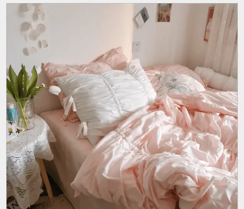 Fashion Wash Pure Cotton Pure Color Bed Skirt Bedding