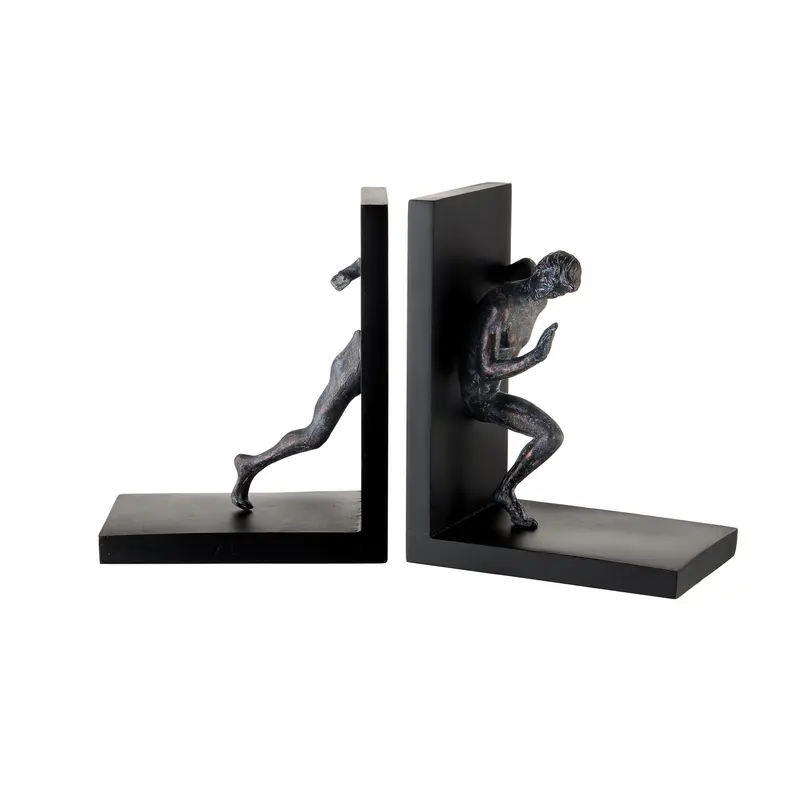 Fermalibri Scultura Uomo L'oca Nera Design Moderno - Set 2 Pezzi