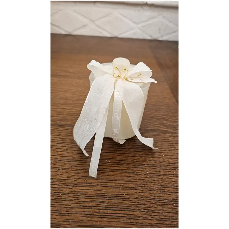 Fiori di Lena Candela in vasetto di vetro con applicazione Farfalla 8x8xH9 cm 4 varianti(1 unità)
