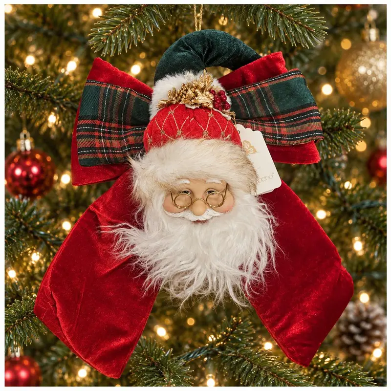 Fiori di Lena Decoro Babbo Natale con fiocco in velluto