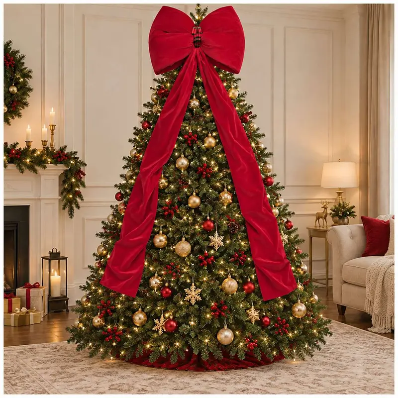 Fiori di Lena Mega Fiocco di natale in velluto rosso H170 cm