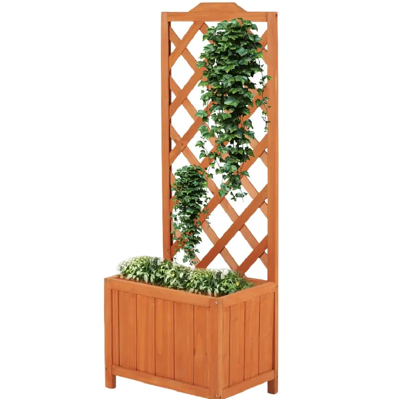 Fioriera Legno Frangivista Esterno con Grigliato per Piante Rampicanti 45x30H120cm