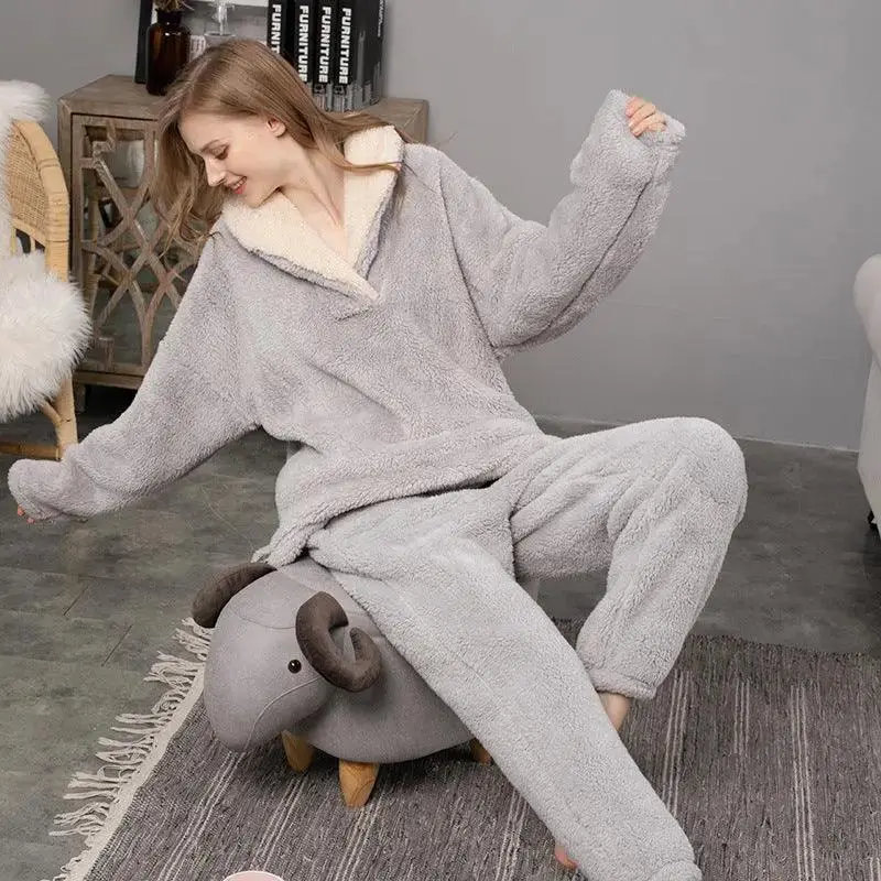 Flannel Pajamas Set Thickening