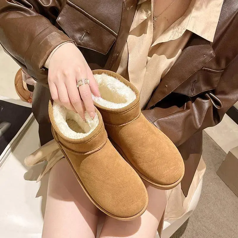 Fleece-lined Thick Snow Boots Women's Shoes Short Boots