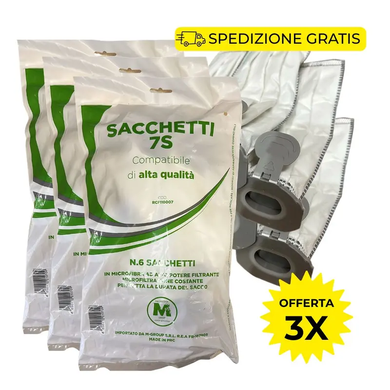 Folletto VK7s - 18 SACCHETTI COMPATIBILI IN MICROFIBRA 3X6pz