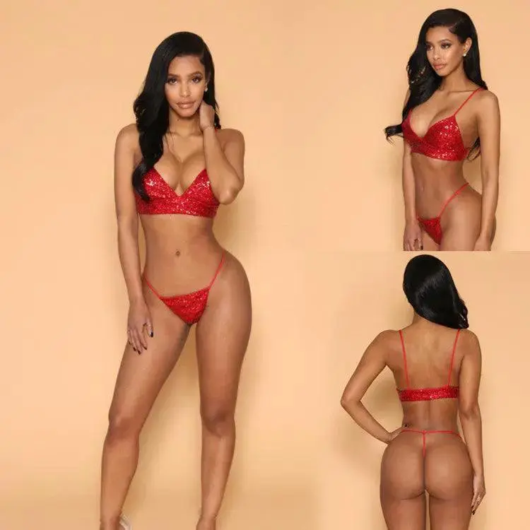 Foreign trade explosion sequins bikinis suit swimsuit pants suspenders nail sequins