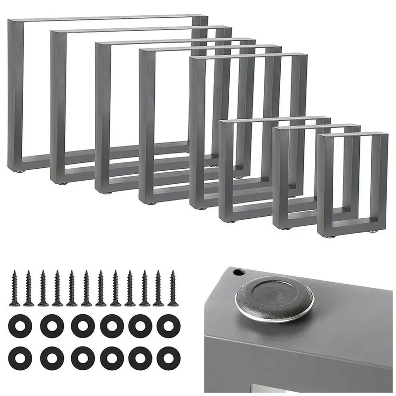 Gambe Tavolo 64x40 cm Metallo Grigio Design Industriale Set 2 Piedi Universali