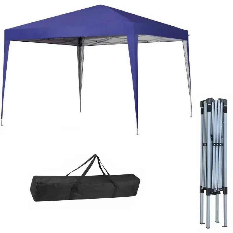 Gazebo 3x3 Pieghevole Blu Impermeabile Pieghevole Tendone Giardino Con Sacca