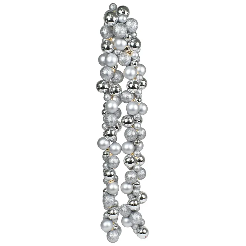 Ghirlanda Natalizia 180cm 142 Palline e Luci Led per Decorazioni Natalizie Argento
