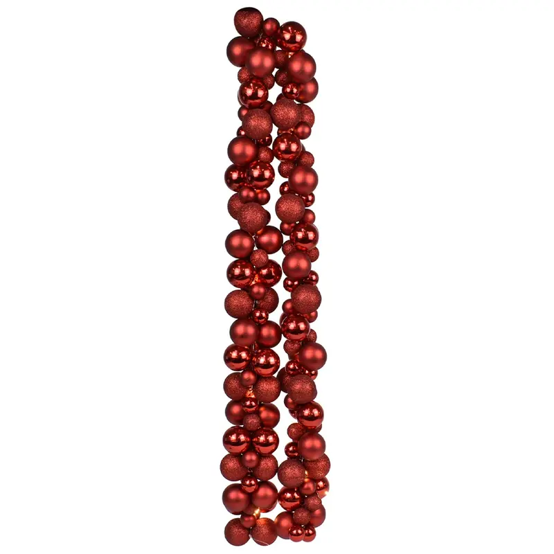 Ghirlanda Natalizia 180cm 142 Palline e Luci Led per Decorazioni Natalizie Rosso