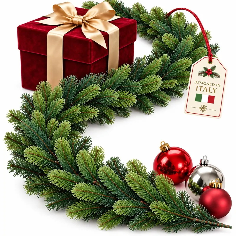 Ghirlanda Natalizia 3mt 240 Punte Pe e Pvc Folta Festone Verde Decorazione Natale