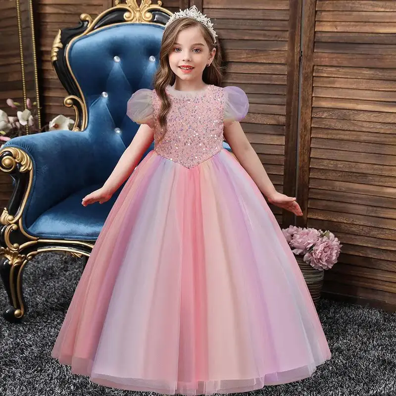 Girl Princess Children's Dress Color Mesh