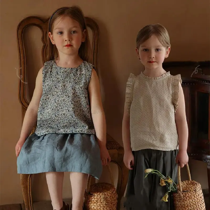 Girls Fashion Cotton Floral Vest
