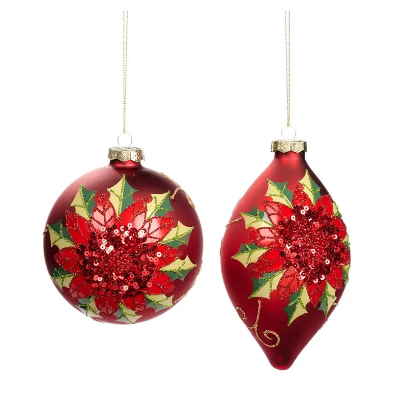 GOODWILL Decoro per albero Sfera Palla di Natale vetro rosso verde 10CM 2 varinati (1 unità)