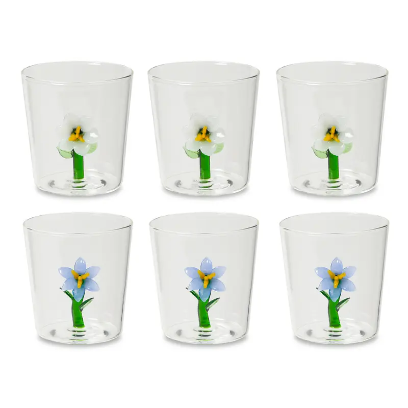 Henriette Set 6 Bicchieri in vetro borosilicato "Fiordaliso" 300 ml