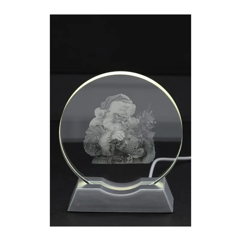 Hervit Lampada natalizia disco Crystal con Babbo Natale in 3D e LED D10 H11 cm