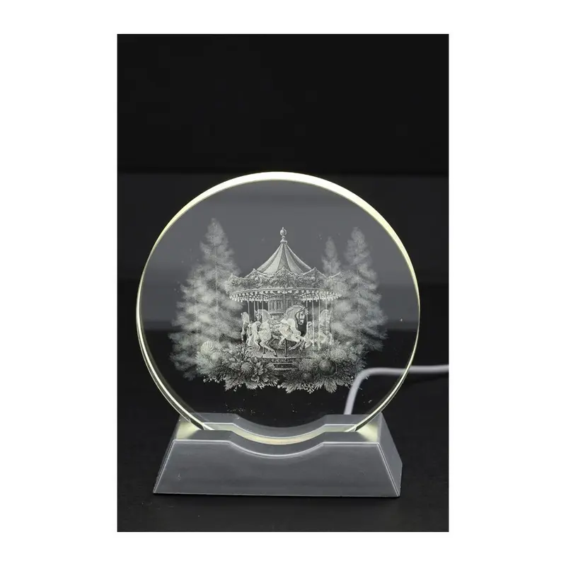 Hervit Lampada natalizia disco Crystal con carosello in 3D e LED D10 H11 cm