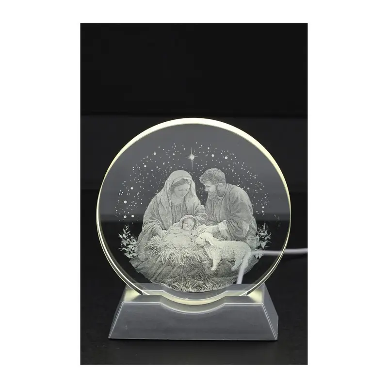 Hervit Lampada natalizia disco Crystal con natività in 3D e LED D10 H11 cm