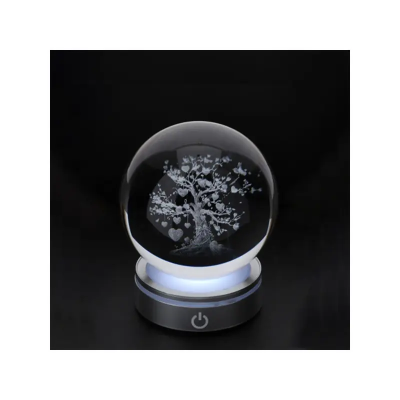Hervit Sfera in cristallo Crystal Planet Albero della vita disegno 3D D6 cm