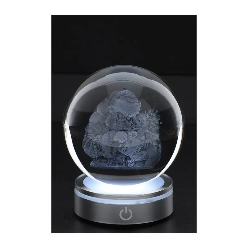 Hervit Sfera natalizia in cristallo Crystal Planet Babbo Natale disegno in 3D D10 cm