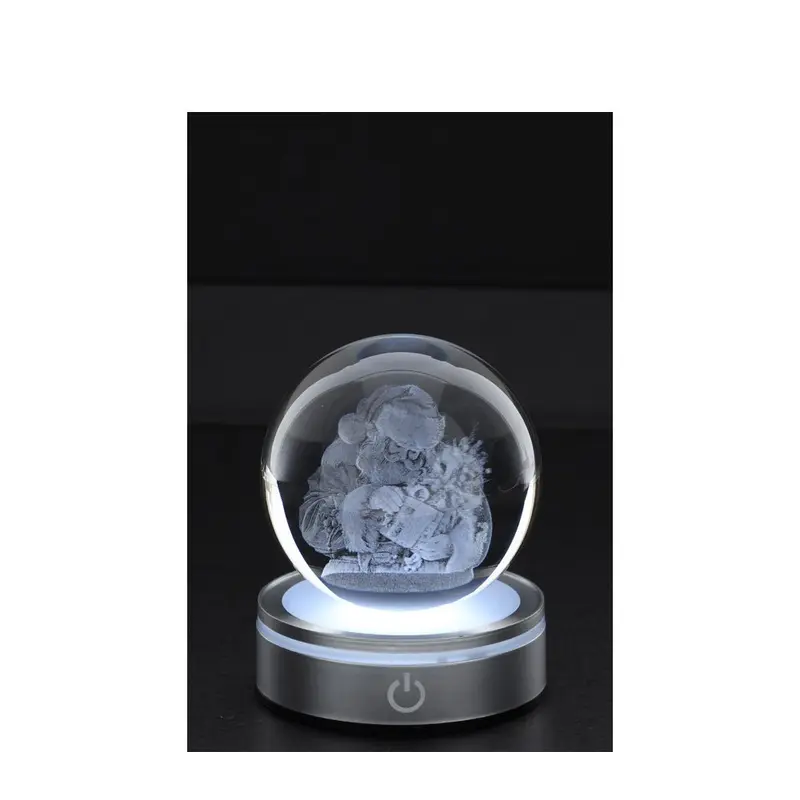 Hervit Sfera natalizia in cristallo Crystal Planet Babbo Natale disegno in 3D D8 cm