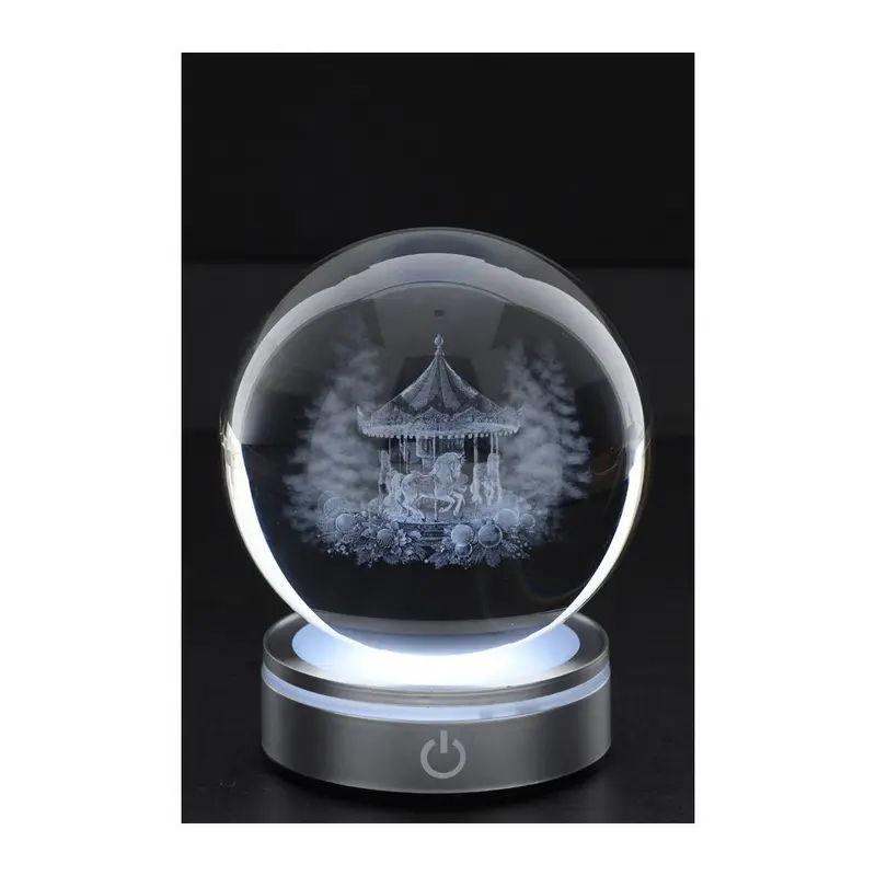 Hervit Sfera natalizia in cristallo Crystal Planet carosello disegno in 3D D10 cm