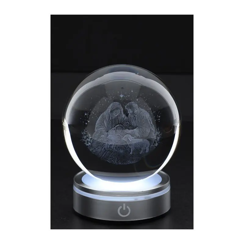Hervit Sfera natalizia in cristallo Crystal Planet natività disegno in 3D D10 cm