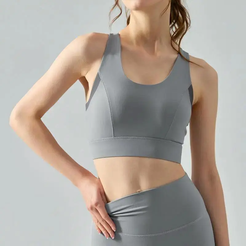 High-strength Sports Underwear One-piece Seamless Hook And Eye Closure Yoga Shockproof Push-up Back-beautifying Bra