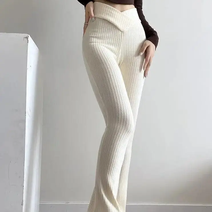 Hip Lifting And Leg Length Knitting Micro Flare Pants