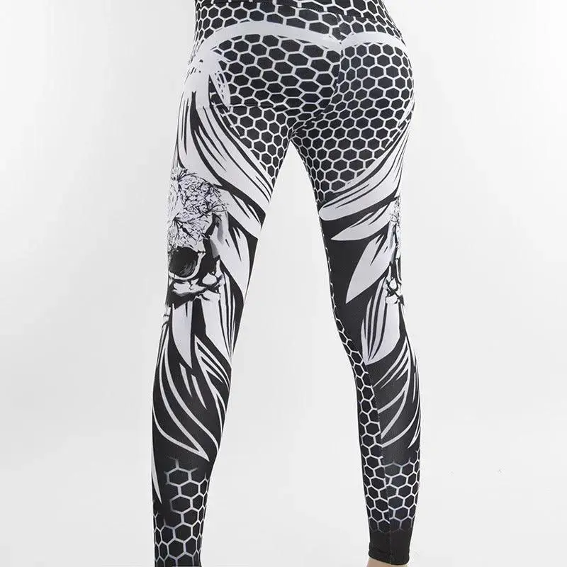 Honeycomb Skull Fitness Legging Solid Color Fashion Print Leggings Polyester Wings High Waist Women Legging