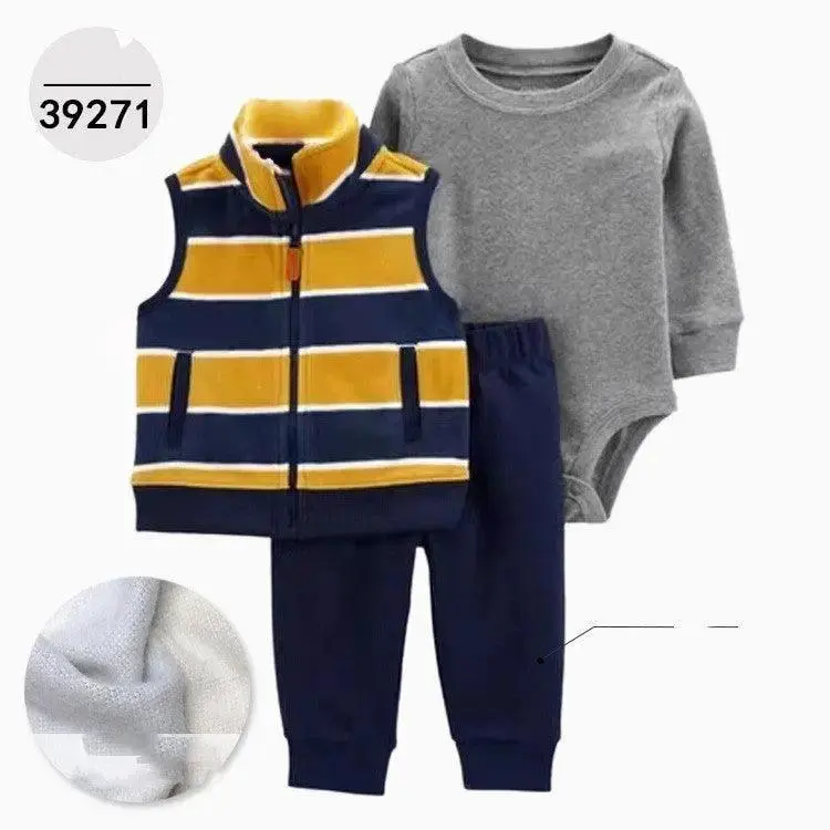 Hooded Long Sleeve Jacket Wrap Leather Jacket Three Pieces Children's Clothing