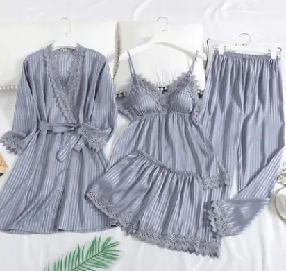 Ice Silk Pajamas Suspender Shorts Suit