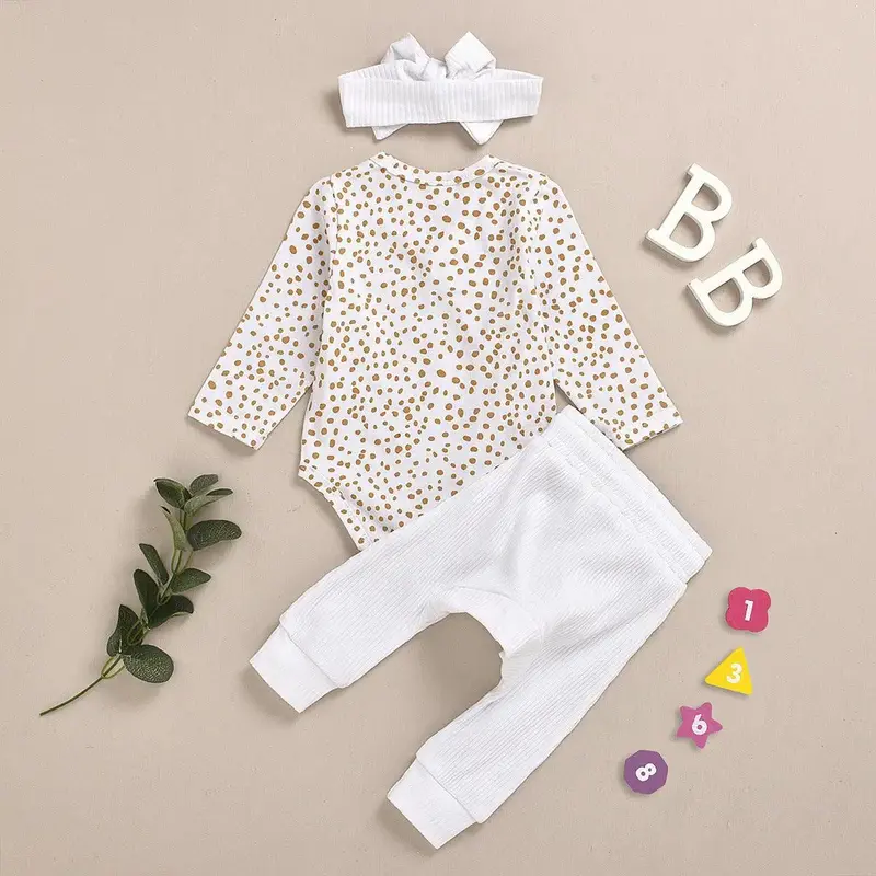 Infant And Toddler Long-sleeved Cotton Pit Strip Three Pieces Set