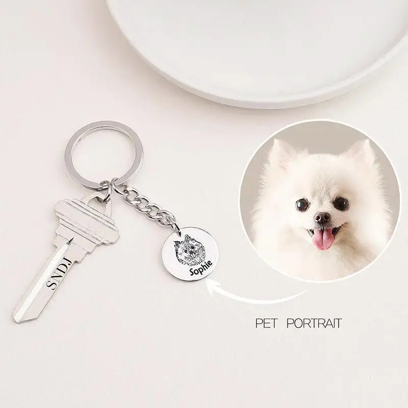 Ins Pet Cat And Dog Photo Diy Keychain