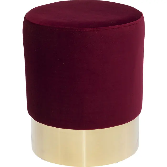Kare, pouf "Cherry Bordeaux", velluto bordeaux ed ottone, 42x35x35