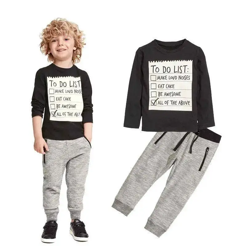 Kids Boys Clothing Set Baby Boy Casual Clothes 2021 Spring Autumn Ccotton Long Sleeves T-shirt Pants 2pcs Suit For 3-7 Years