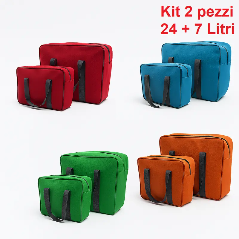 Kit 2 Borse Termiche 24LT 7LT Pratiche Salvaspazio Resistenti, Rosso