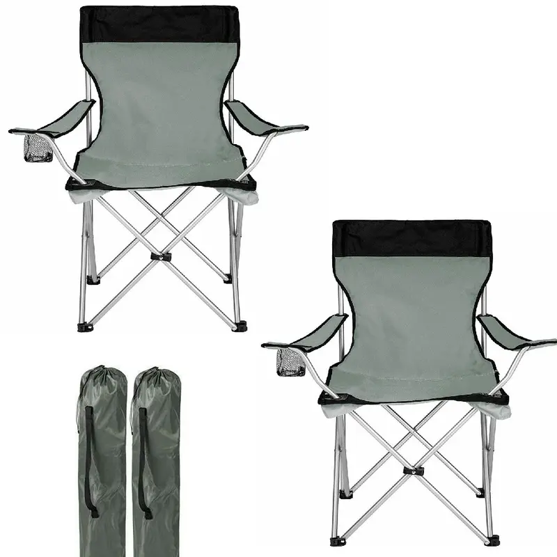 Kit 2 Sedie Pieghevoli da Campeggio con Borsa uso Esterno Leggera Salvaspazio Grigio