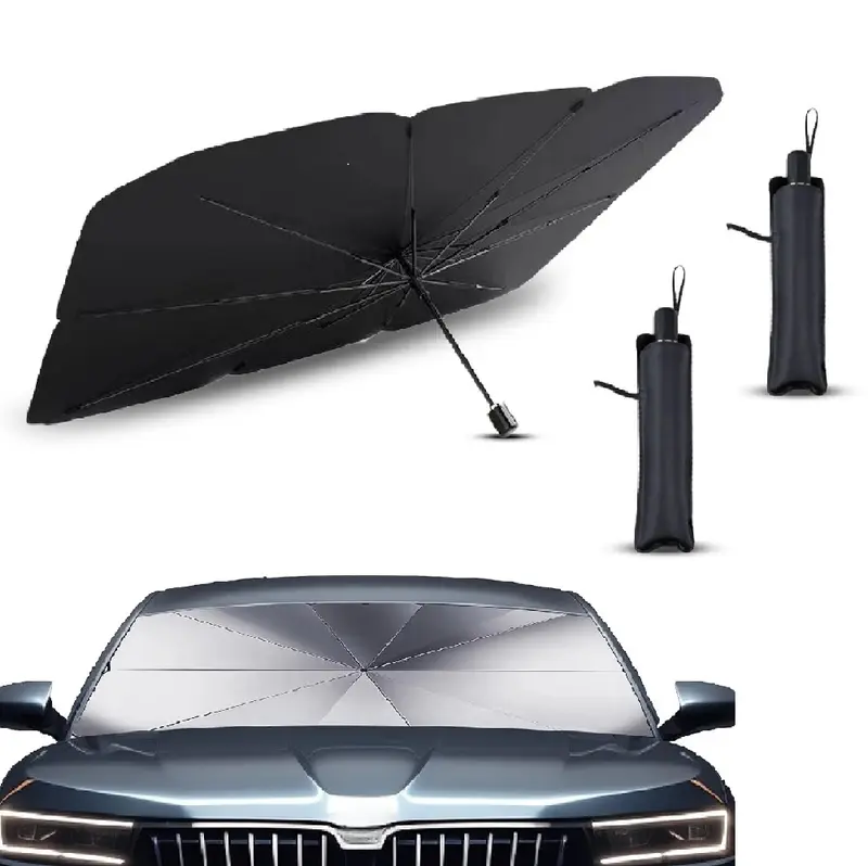 Kit 2pz Parasole Auto Protezione Solare Anteriore Apertura Ombrello Salvaspazio