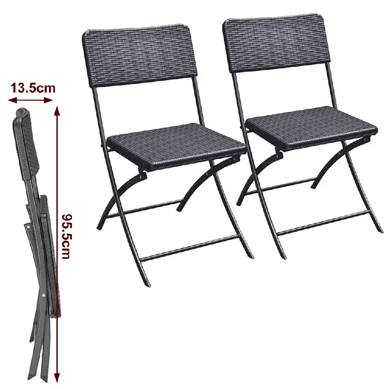 Kit 2Sedie Pieghevoli Metallo Verniciato e Rattan Interno Esterno Bar Casa Hotel